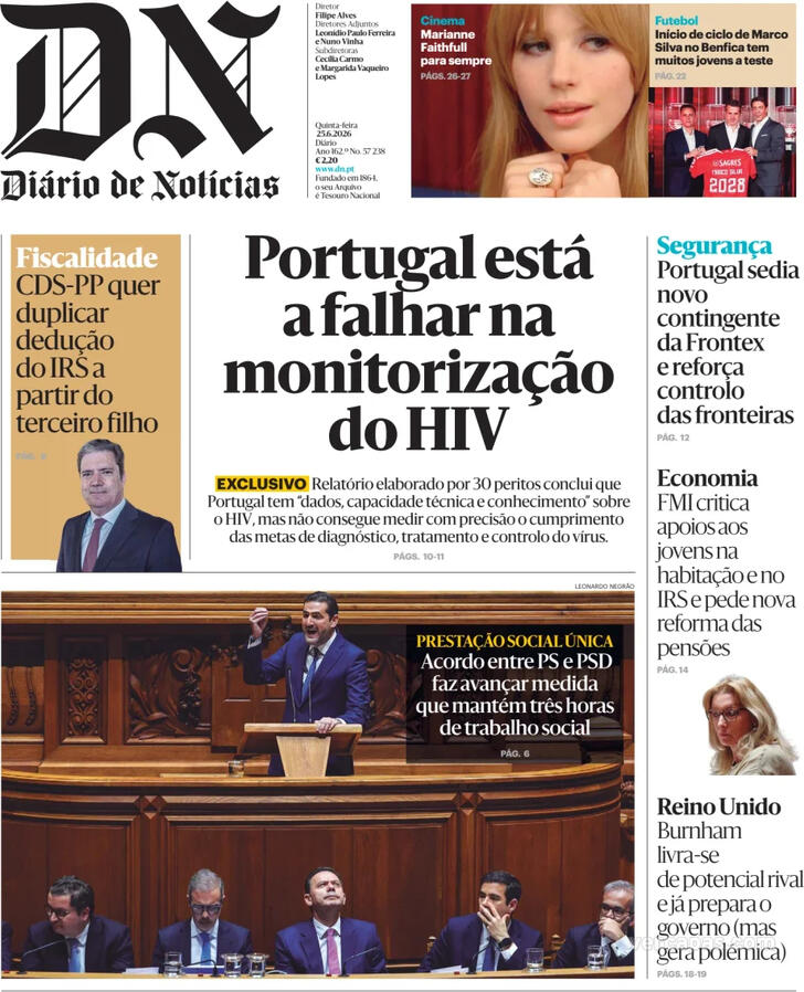 Capa Di�rio de Not�cias - 2026-06-25
