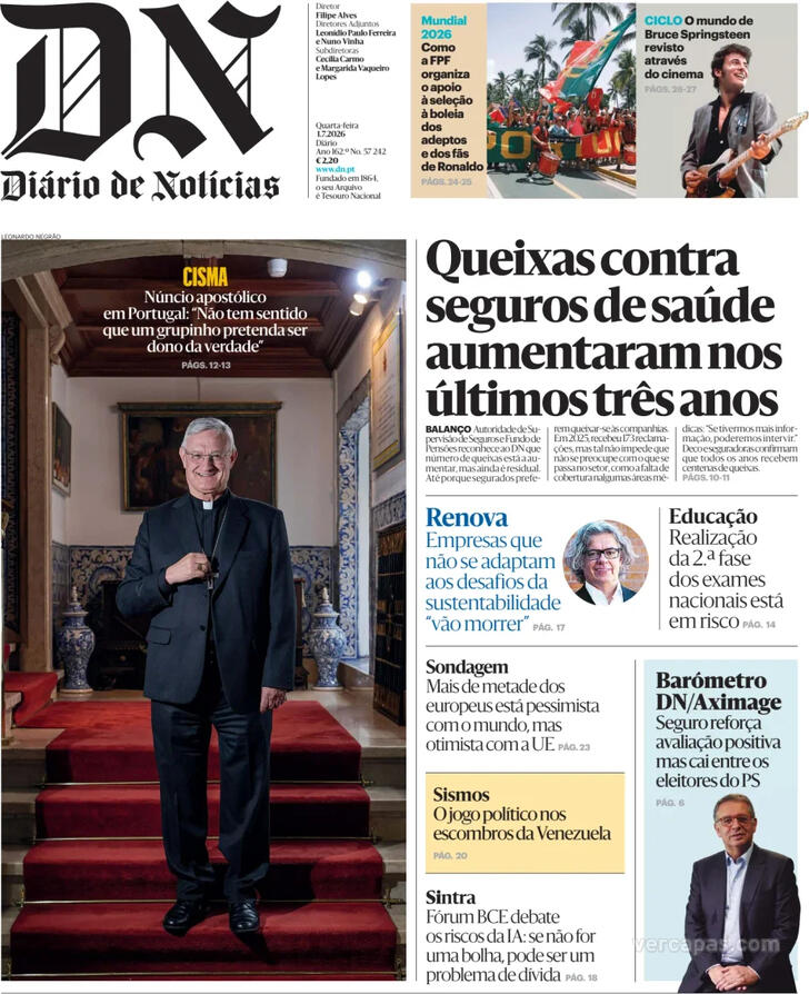 Capa Di�rio de Not�cias - 2026-07-01