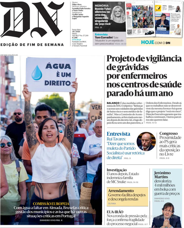 Capa Di�rio de Not�cias - 2026-07-10