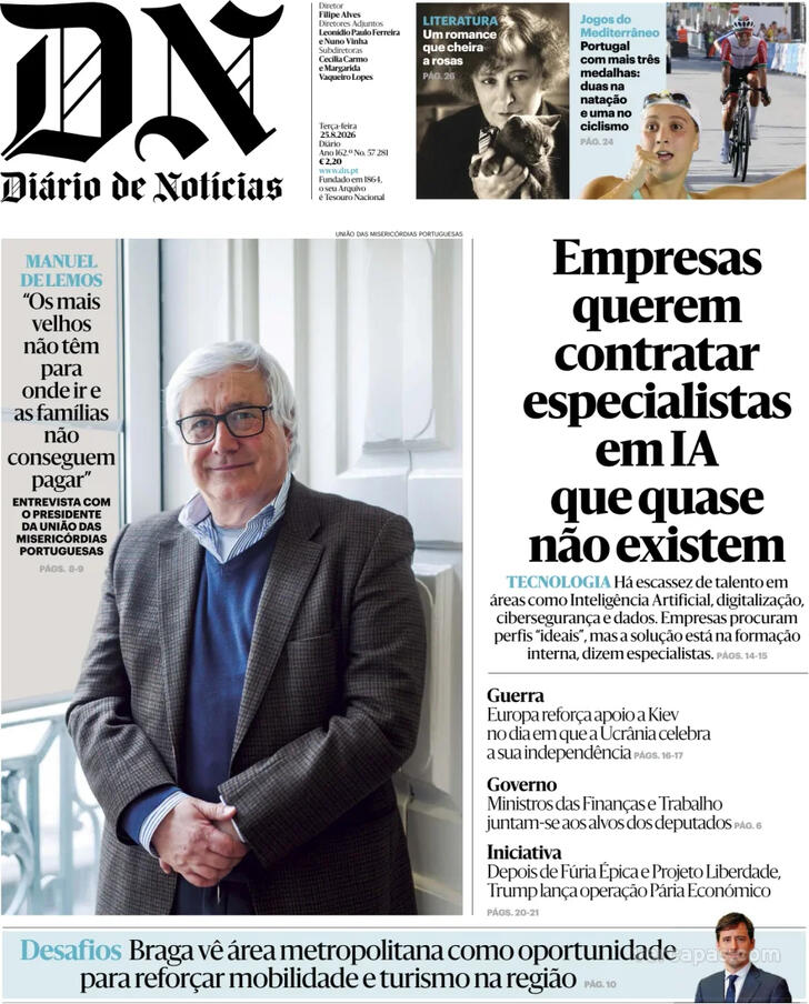 Capa do jornal Diário de Notícias