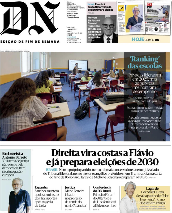 Capa do jornal Diário de Notícias