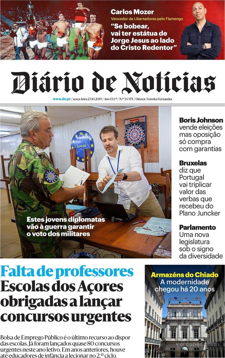 Capa Dirio de Notcias - 2019-10-25