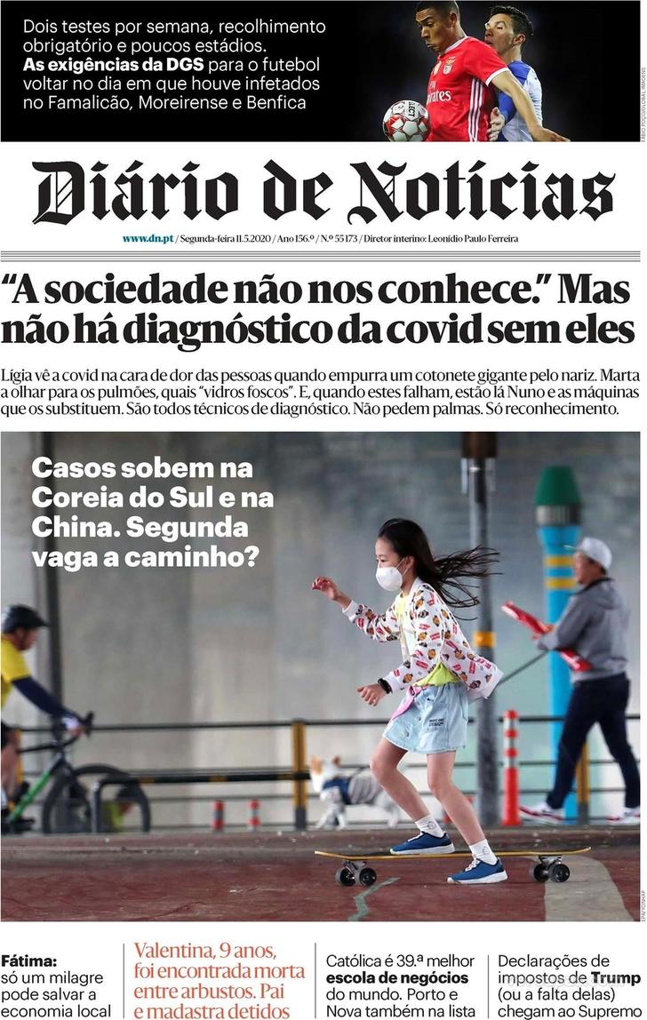 Capa Dirio de Notcias - 2020-05-11