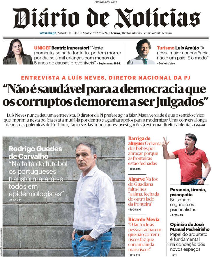 Capa Dirio de Notcias - 2020-05-30