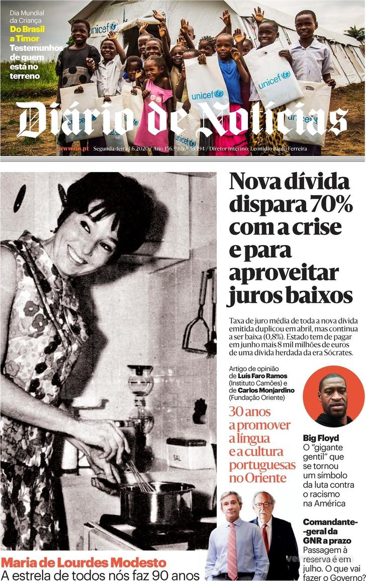 Capa Dirio de Notcias - 2020-06-01
