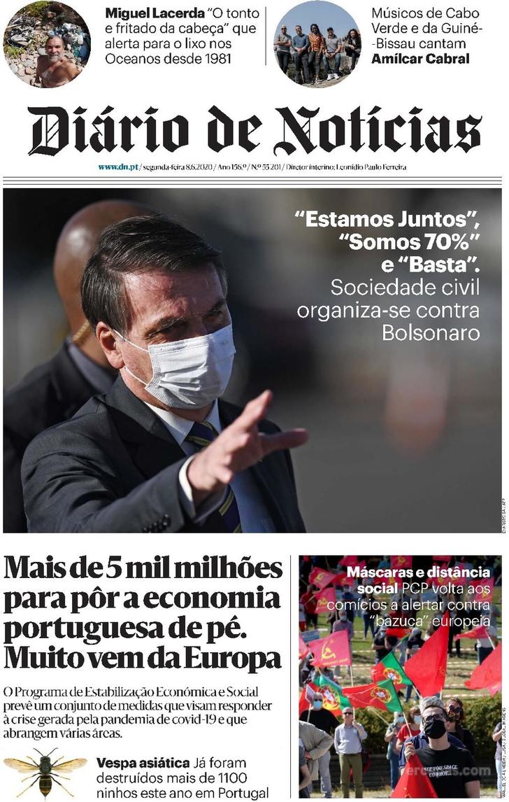 Capa Dirio de Notcias - 2020-06-08