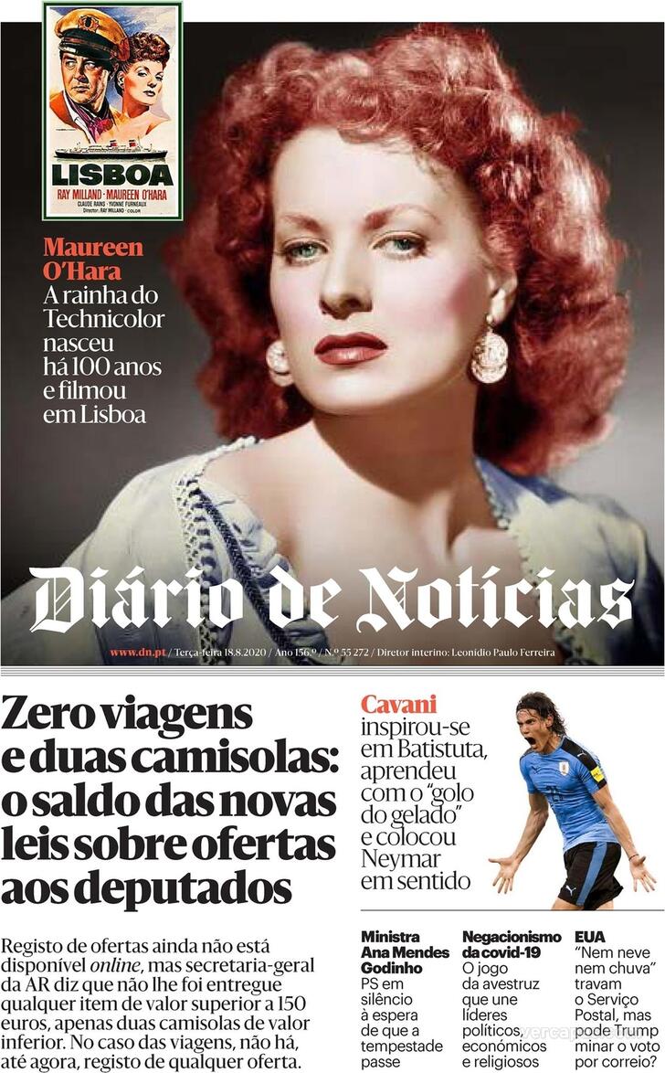 Capa Dirio de Notcias - 2020-08-18