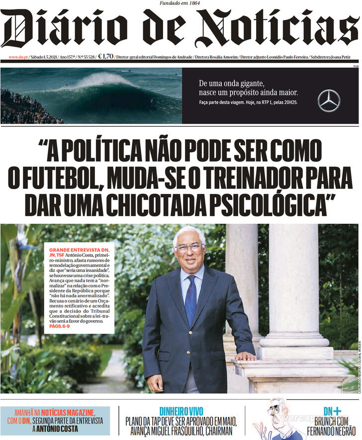 Capa Dirio de Notcias - 2021-05-01