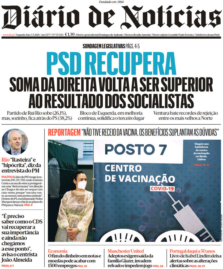 Capa Dirio de Notcias - 2021-05-03