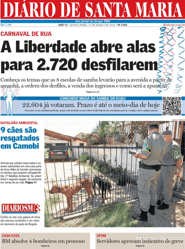 Capa Dirio de Santa Maria - 2014-03-13