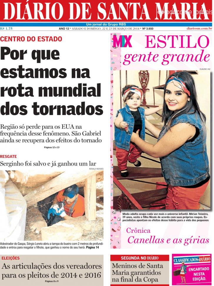 Capa Dirio de Santa Maria - 2014-03-22