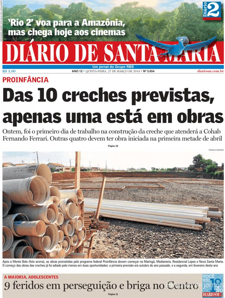 Capa Dirio de Santa Maria - 2014-03-27