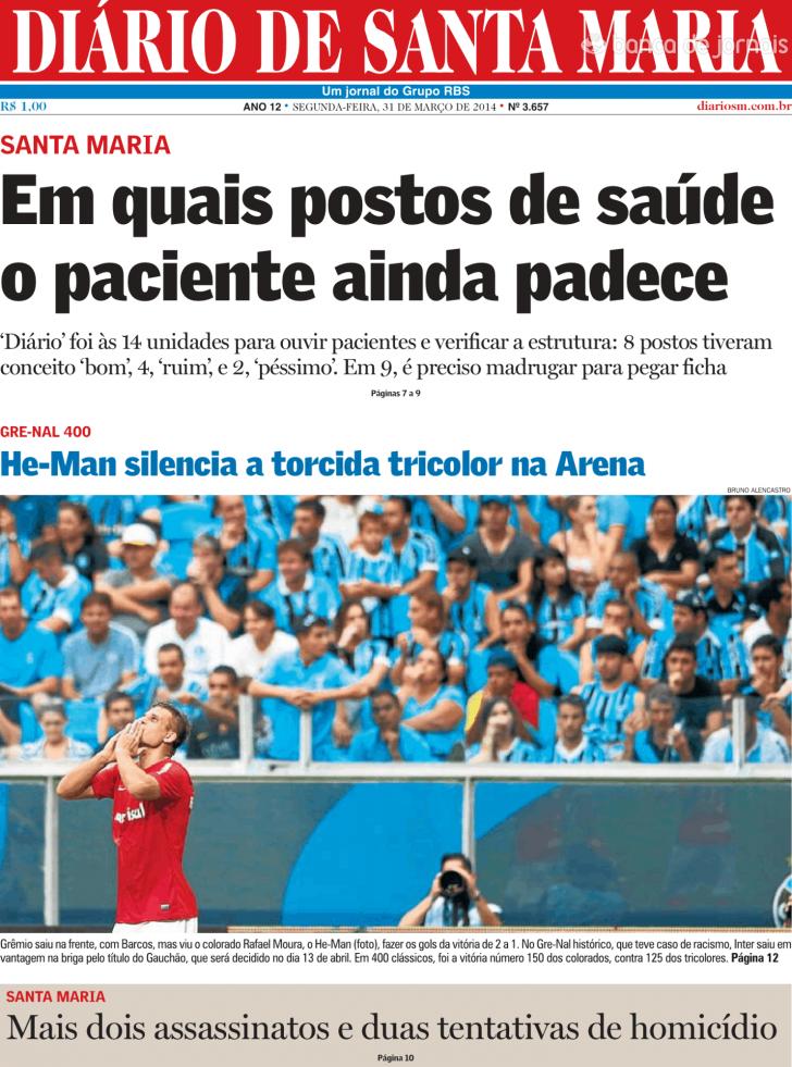 Capa Dirio de Santa Maria - 2014-03-31