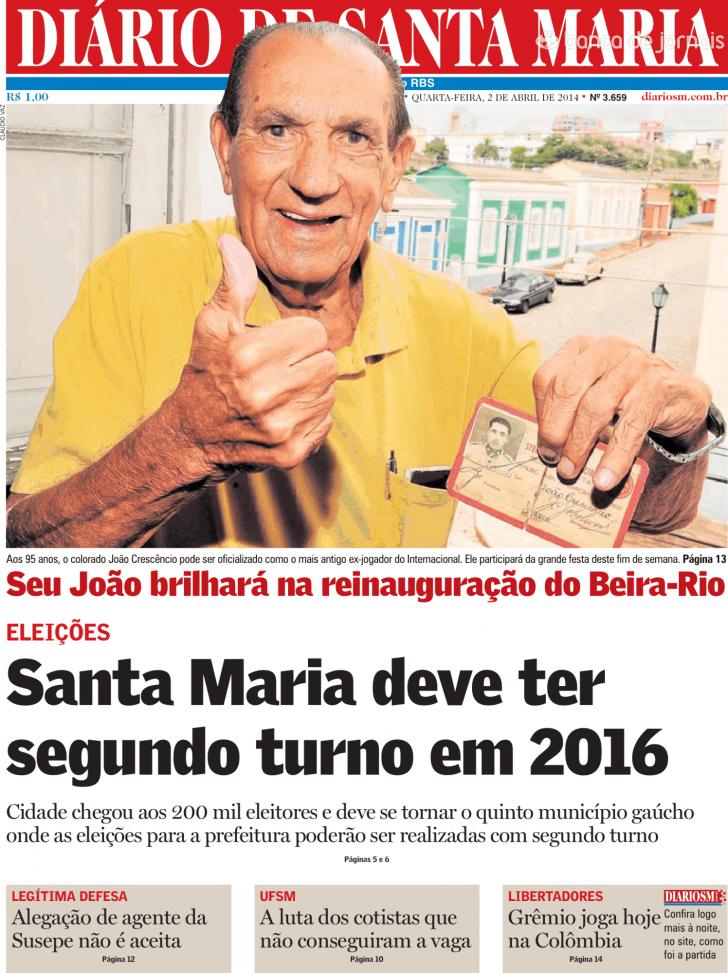 Capa Dirio de Santa Maria - 2014-04-02