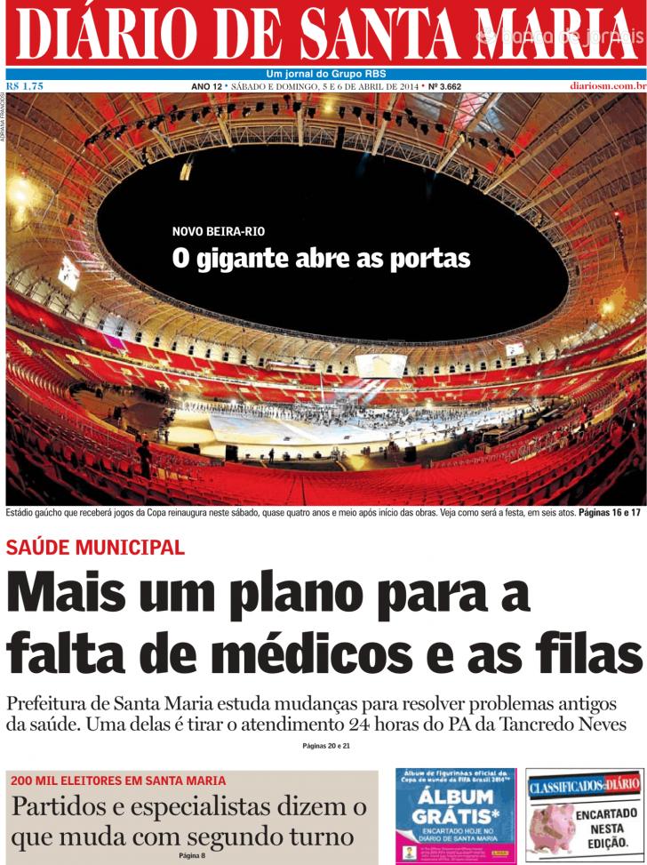 Capa Dirio de Santa Maria - 2014-04-05