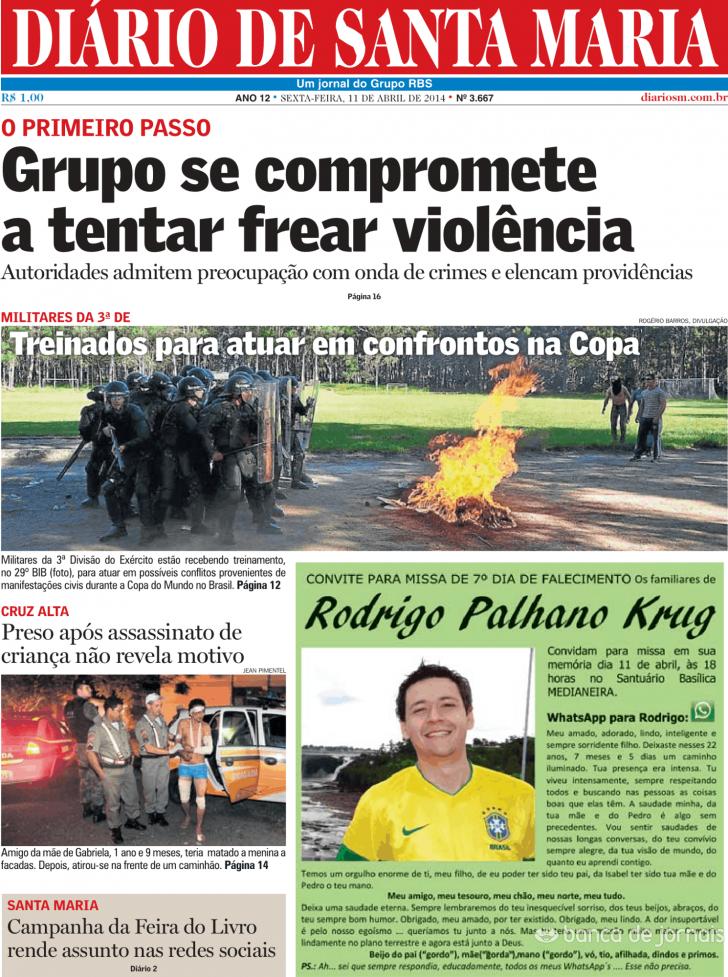 Capa Dirio de Santa Maria - 2014-04-11