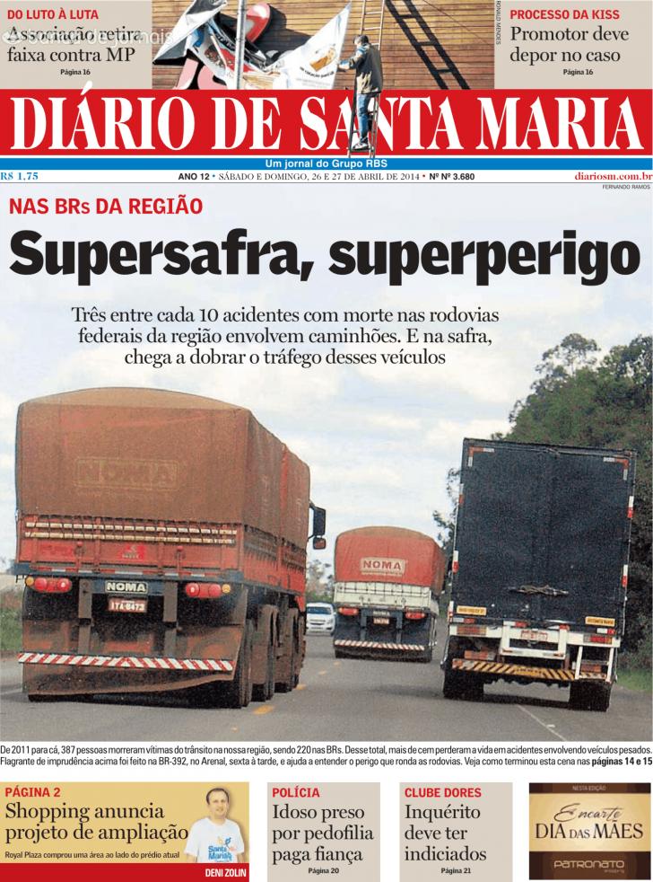 Capa Dirio de Santa Maria - 2014-04-26