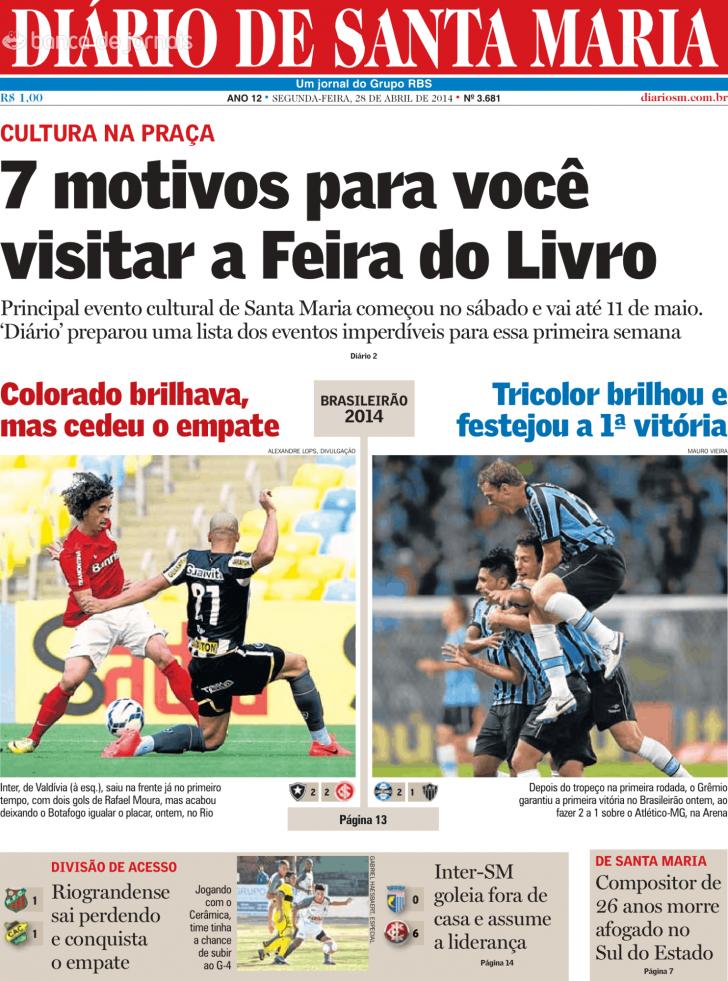 Capa Dirio de Santa Maria - 2014-04-28