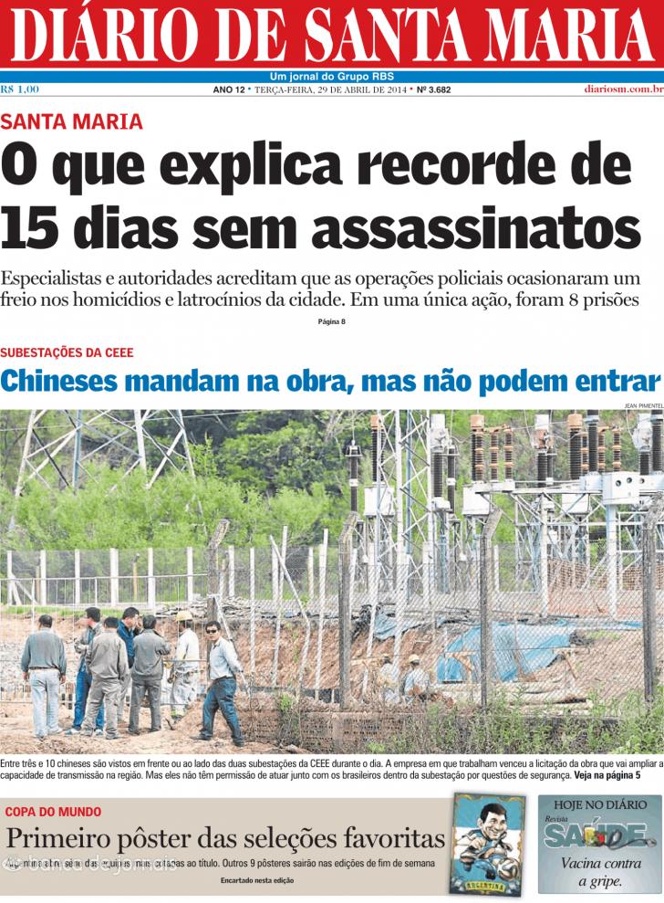 Capa Dirio de Santa Maria - 2014-04-29