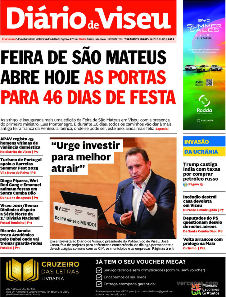 Capa Dirio de Viseu - 2025-08-07