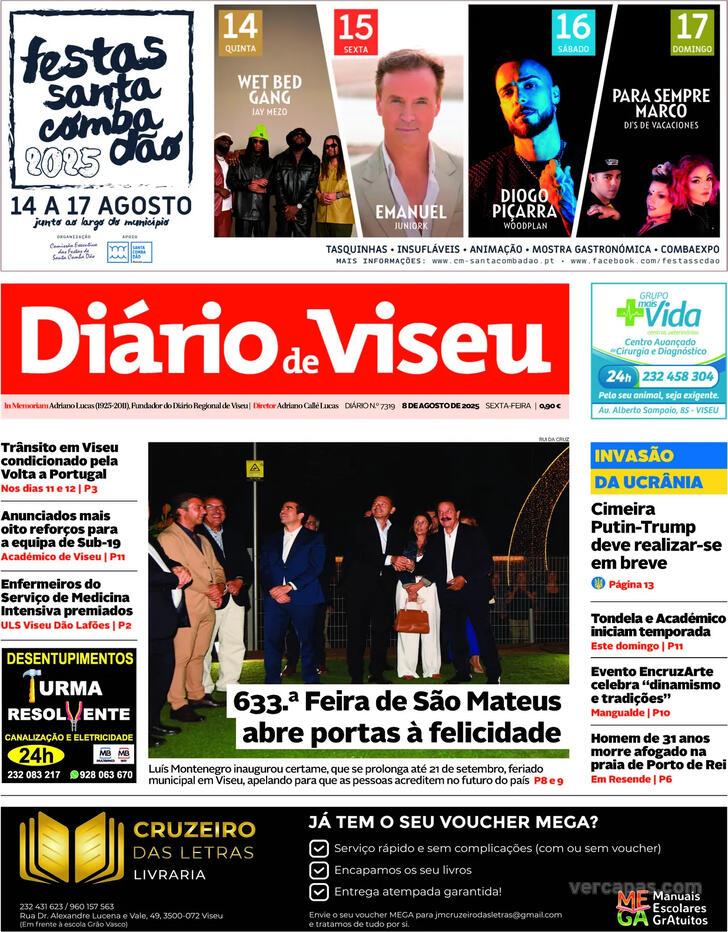 Capa Dirio de Viseu - 2025-08-08