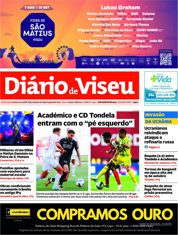 Capa Dirio de Viseu - 2025-08-11