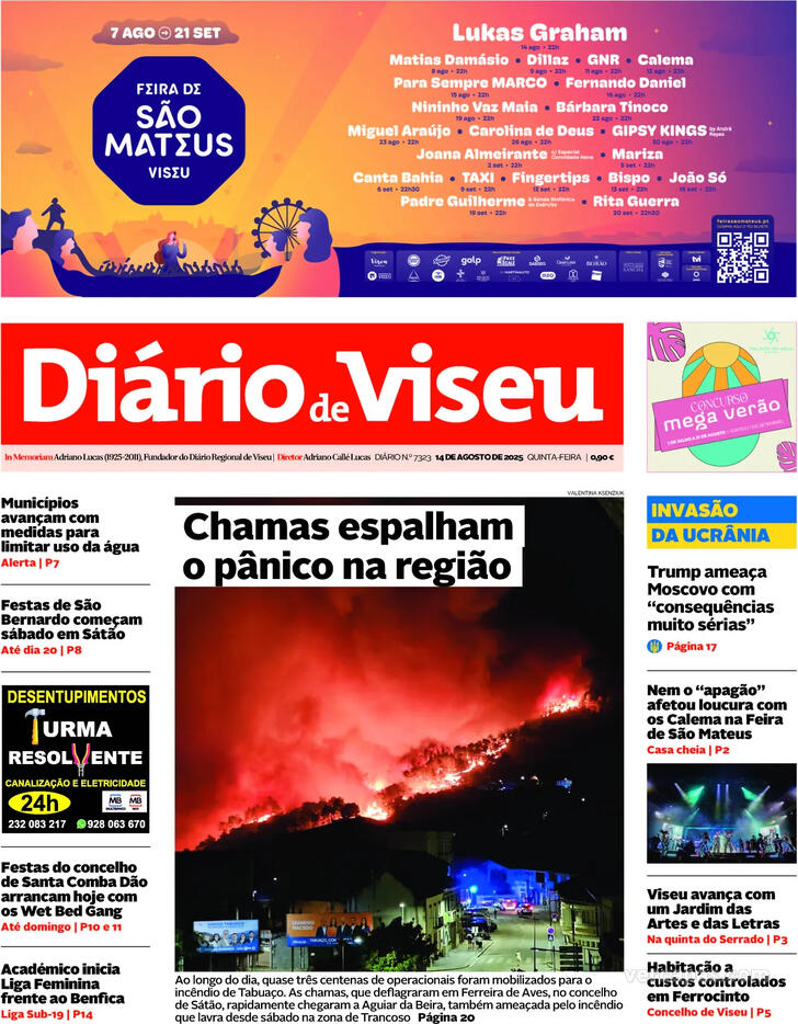 Capa Dirio de Viseu - 2025-08-14