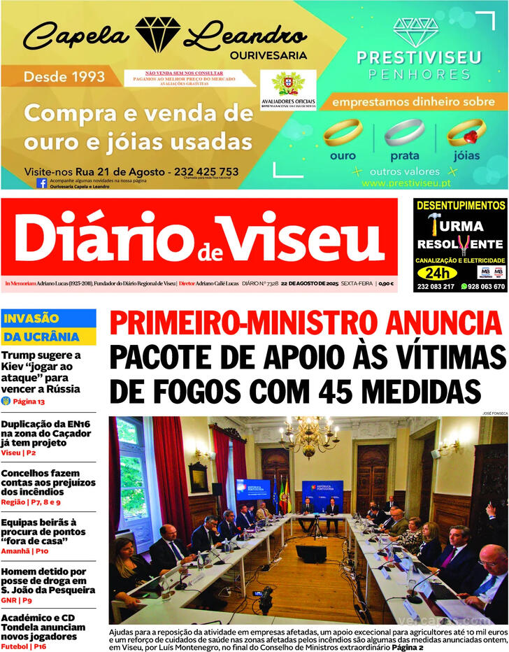 Capa Dirio de Viseu - 2025-08-22