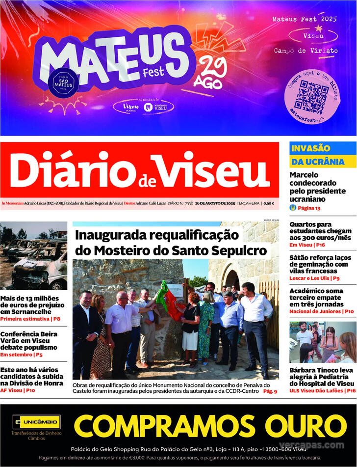 Capa Dirio de Viseu - 2025-08-26
