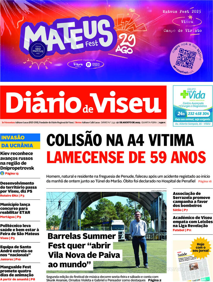 Capa Dirio de Viseu - 2025-08-27