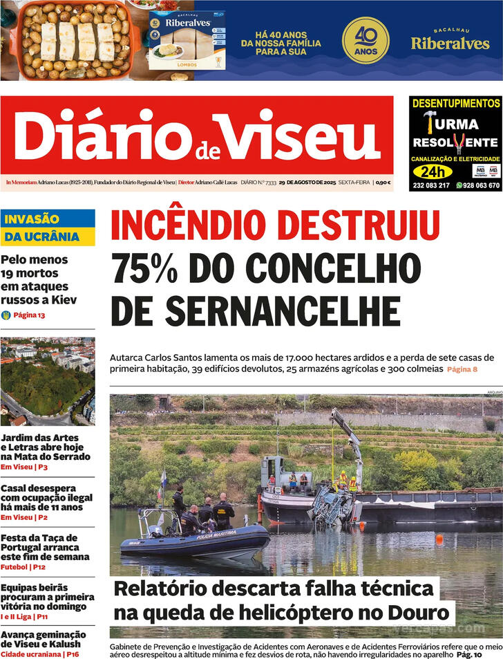 Capa Dirio de Viseu - 2025-08-29