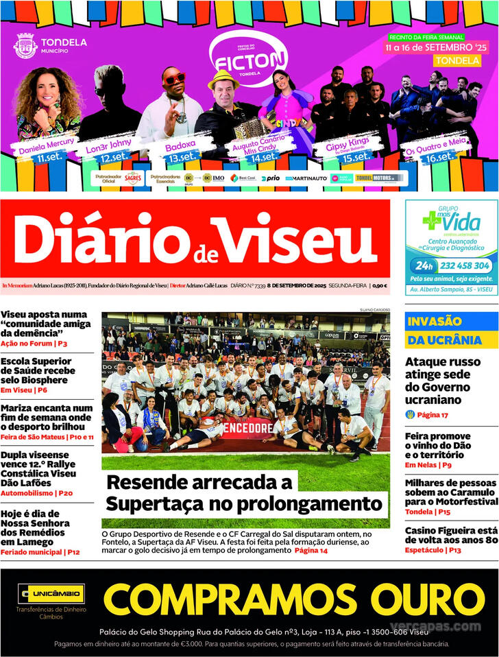 Capa Dirio de Viseu - 2025-09-08
