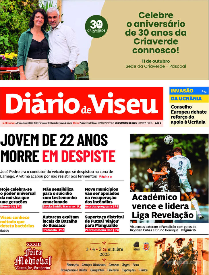 Capa Dirio de Viseu - 2025-10-01