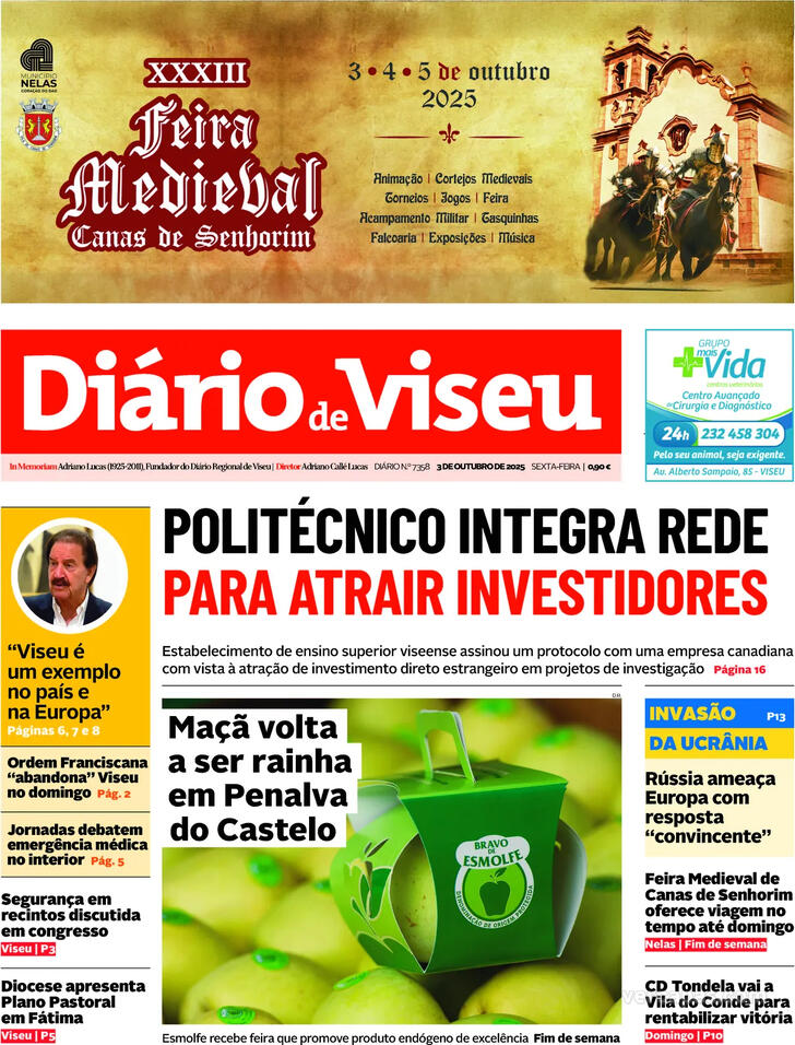 Capa Dirio de Viseu - 2025-10-03