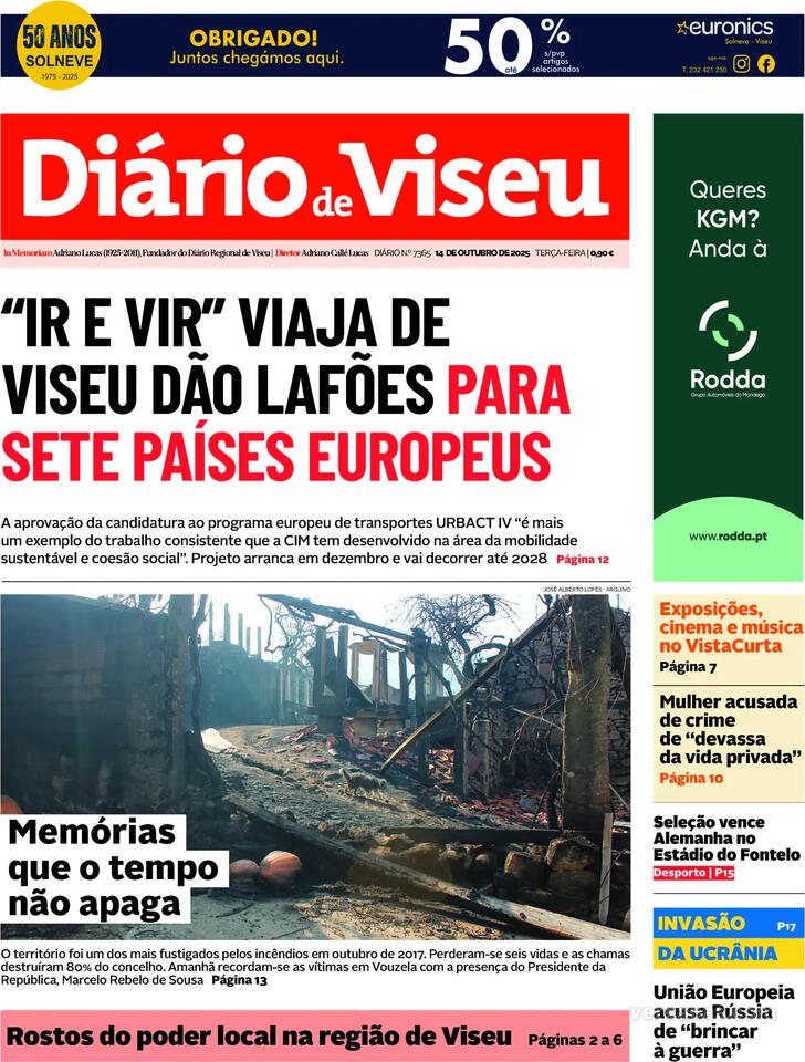 Capa Dirio de Viseu - 2025-10-14