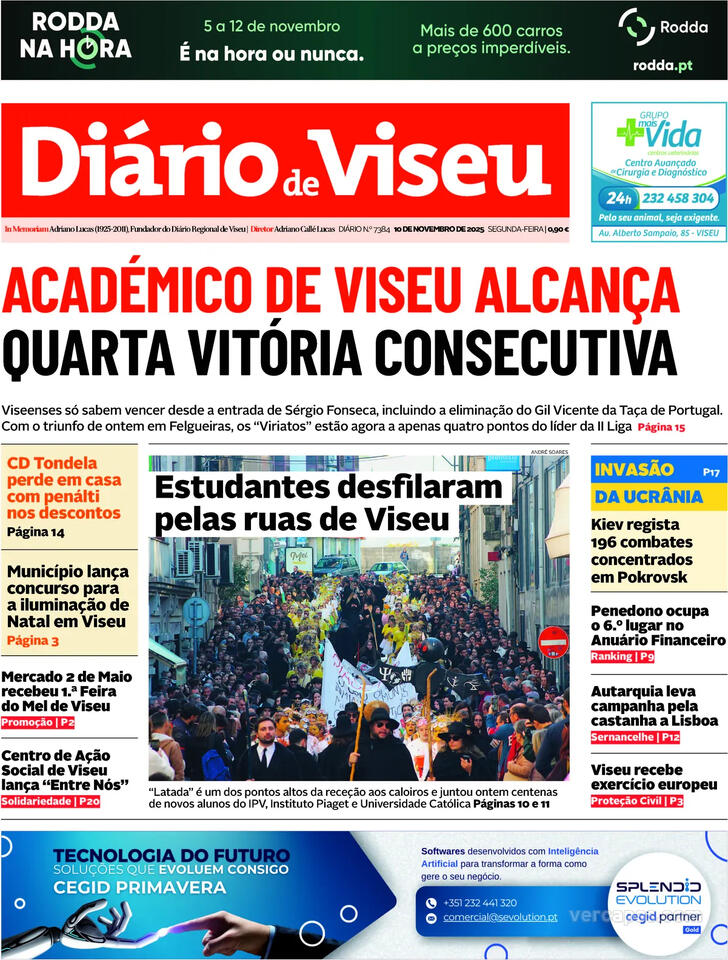 Capa Di�rio de Viseu - 2025-11-10