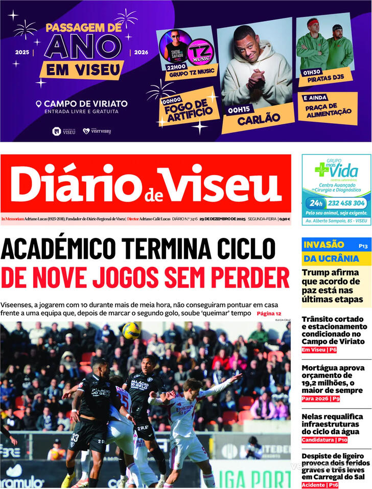 Capa Di�rio de Viseu - 2025-12-29