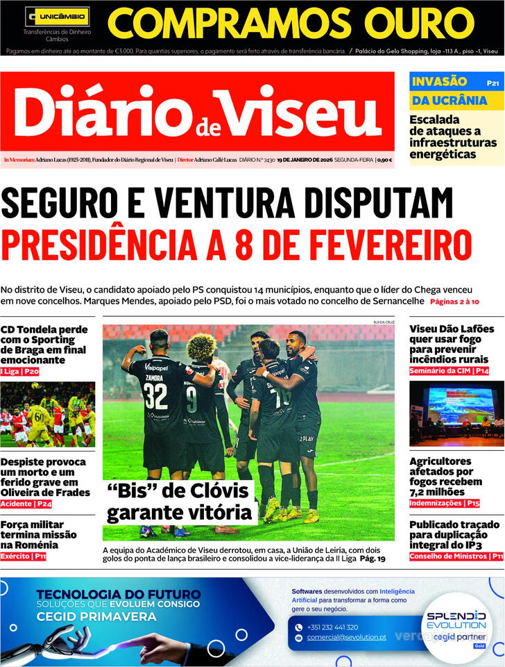 Capa Di�rio de Viseu - 2026-01-19