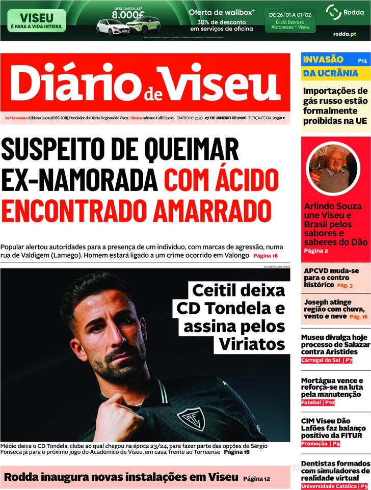 Capa Di�rio de Viseu - 2026-01-27