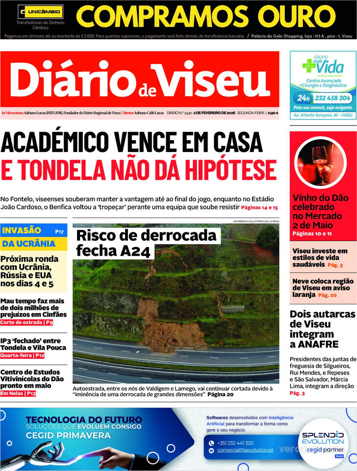 Capa Di�rio de Viseu - 2026-02-02