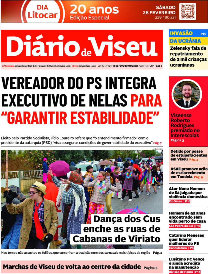 Capa Di�rio de Viseu - 2026-02-18