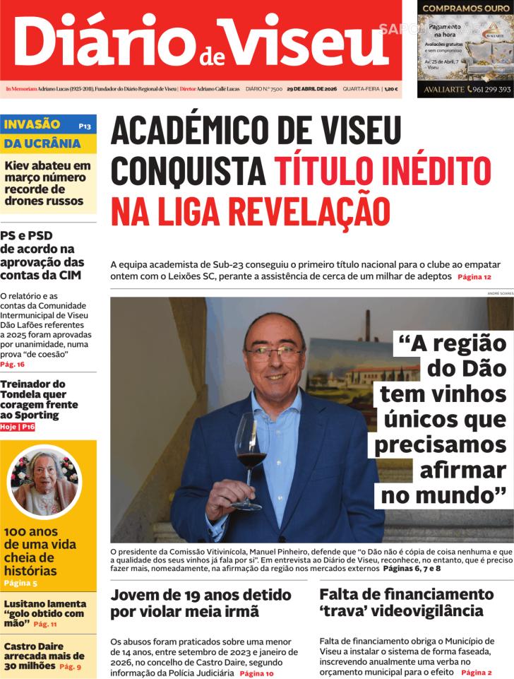 Capa Di�rio de Viseu - 2026-04-29