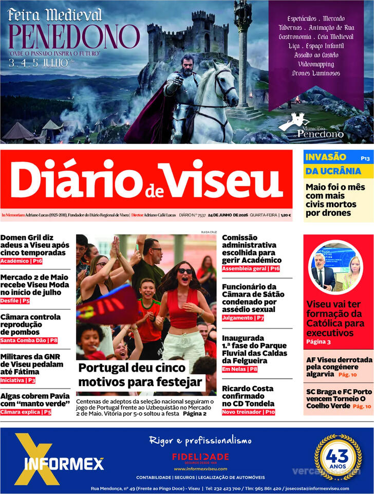 Capa Di�rio de Viseu - 2026-06-24