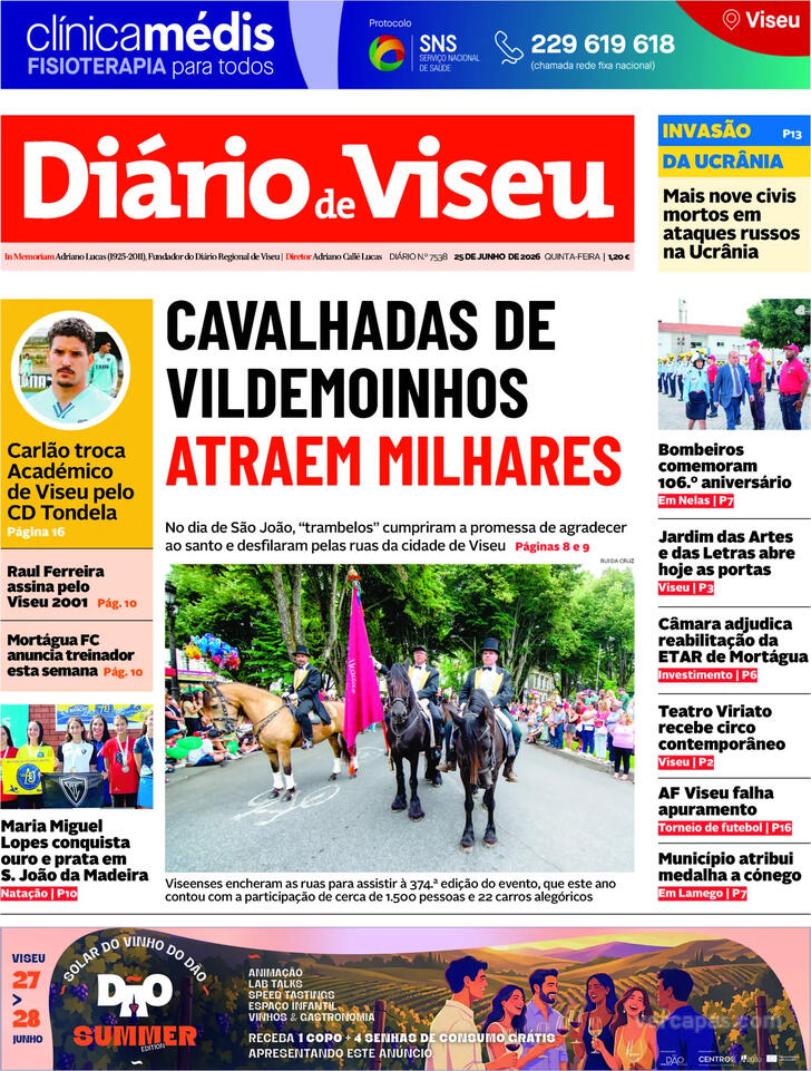 Capa Di�rio de Viseu - 2026-06-25