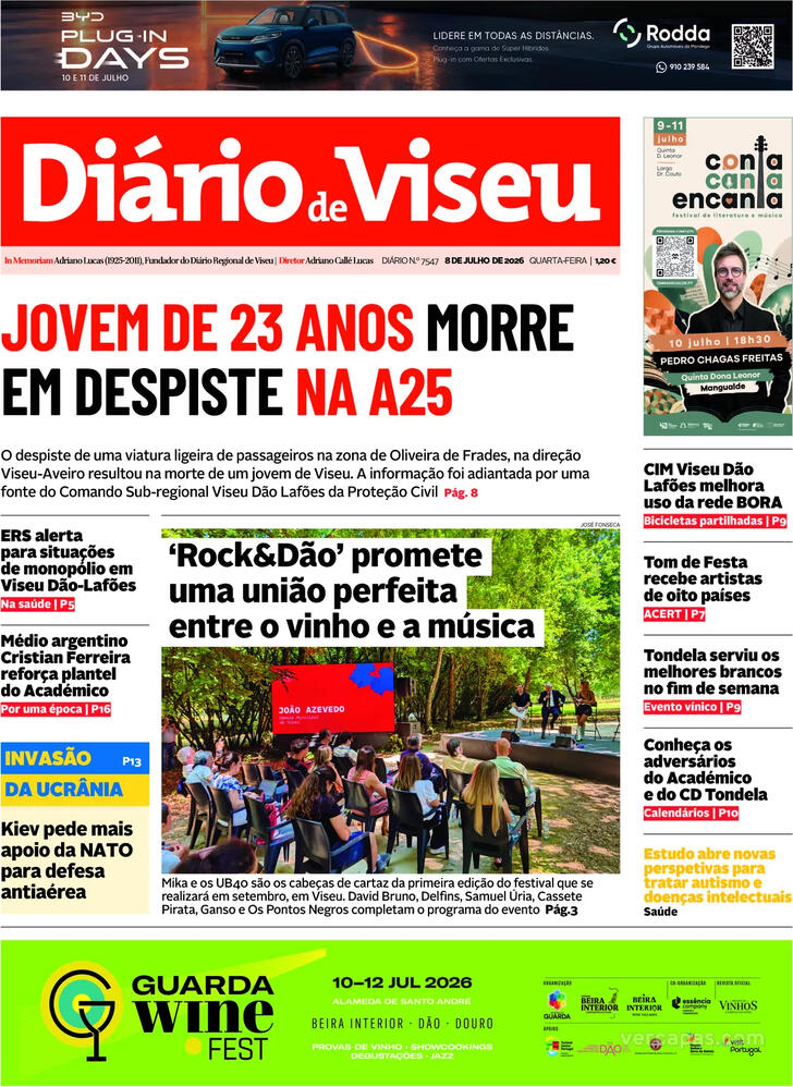 Capa Di�rio de Viseu - 2026-07-08