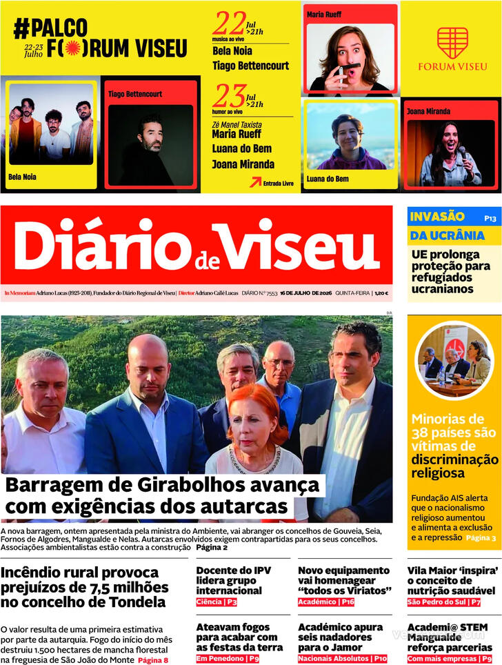 Capa Di�rio de Viseu - 2026-07-16