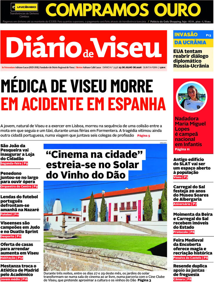 Capa Di�rio de Viseu - 2026-07-23
