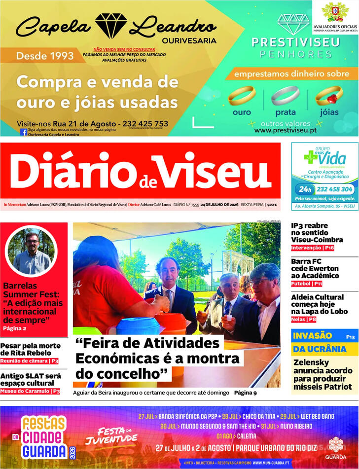 Capa Di�rio de Viseu - 2026-07-24