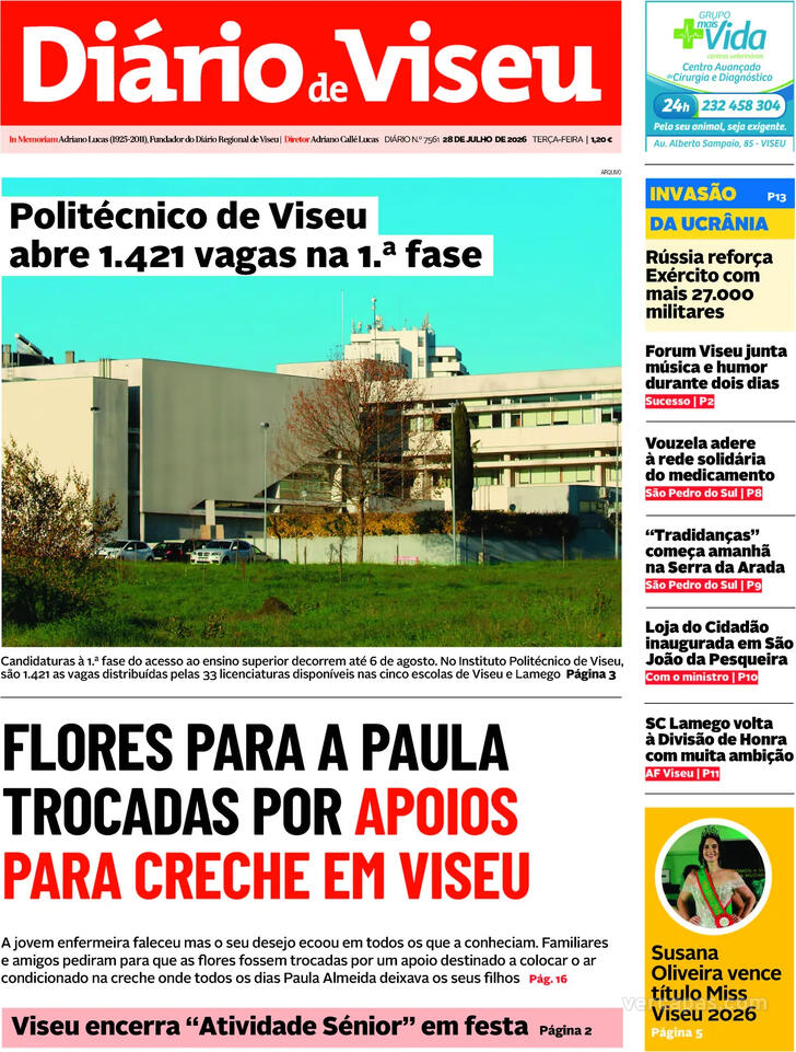Capa Di�rio de Viseu - 2026-07-28