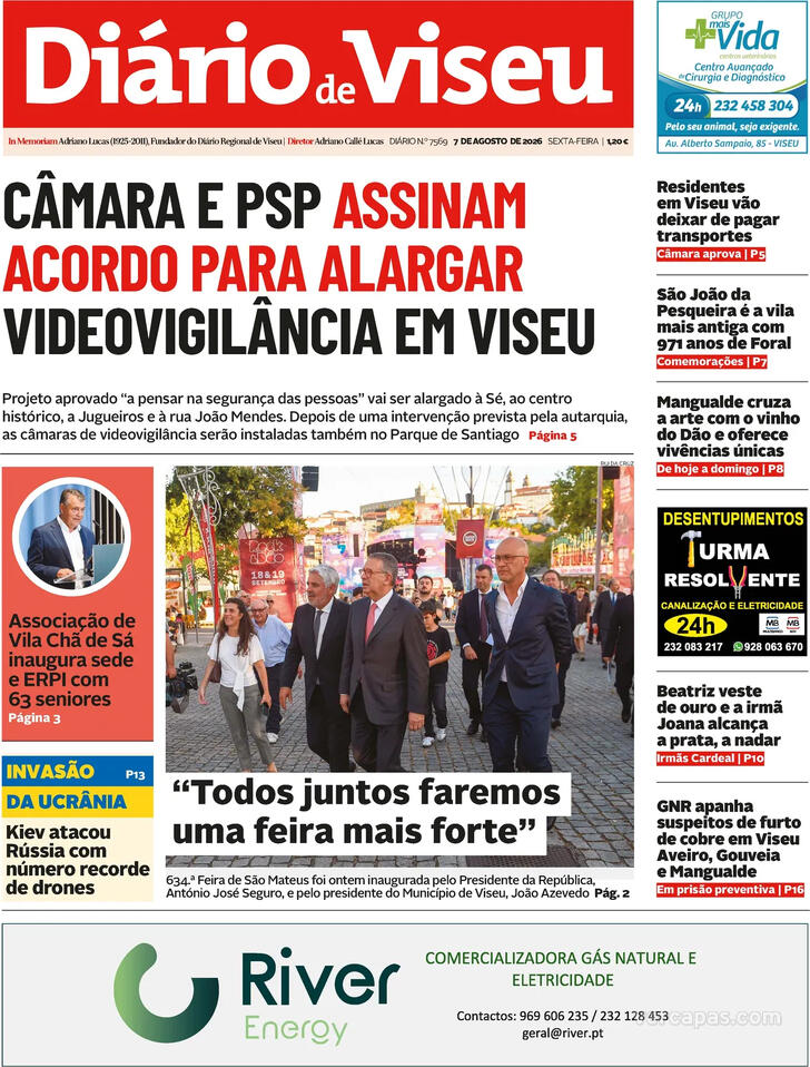 Capa Di�rio de Viseu - 2026-08-07
